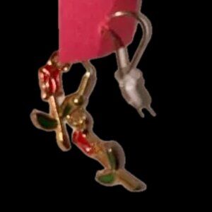 Rose & Olive Gold Red Earrings Elegant Jewelry